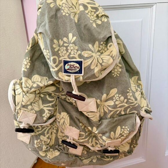 Tommy Bahama floral canvas boho resort wear drawstring beach backpack - Picture 2 of 6